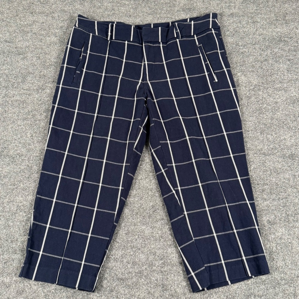 Dressy Capri Pants Size 14 Windowpane Graph‎ Check Plaid Office Preppy Workwear